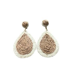 Elegant Tan and Cream Woven Earrings